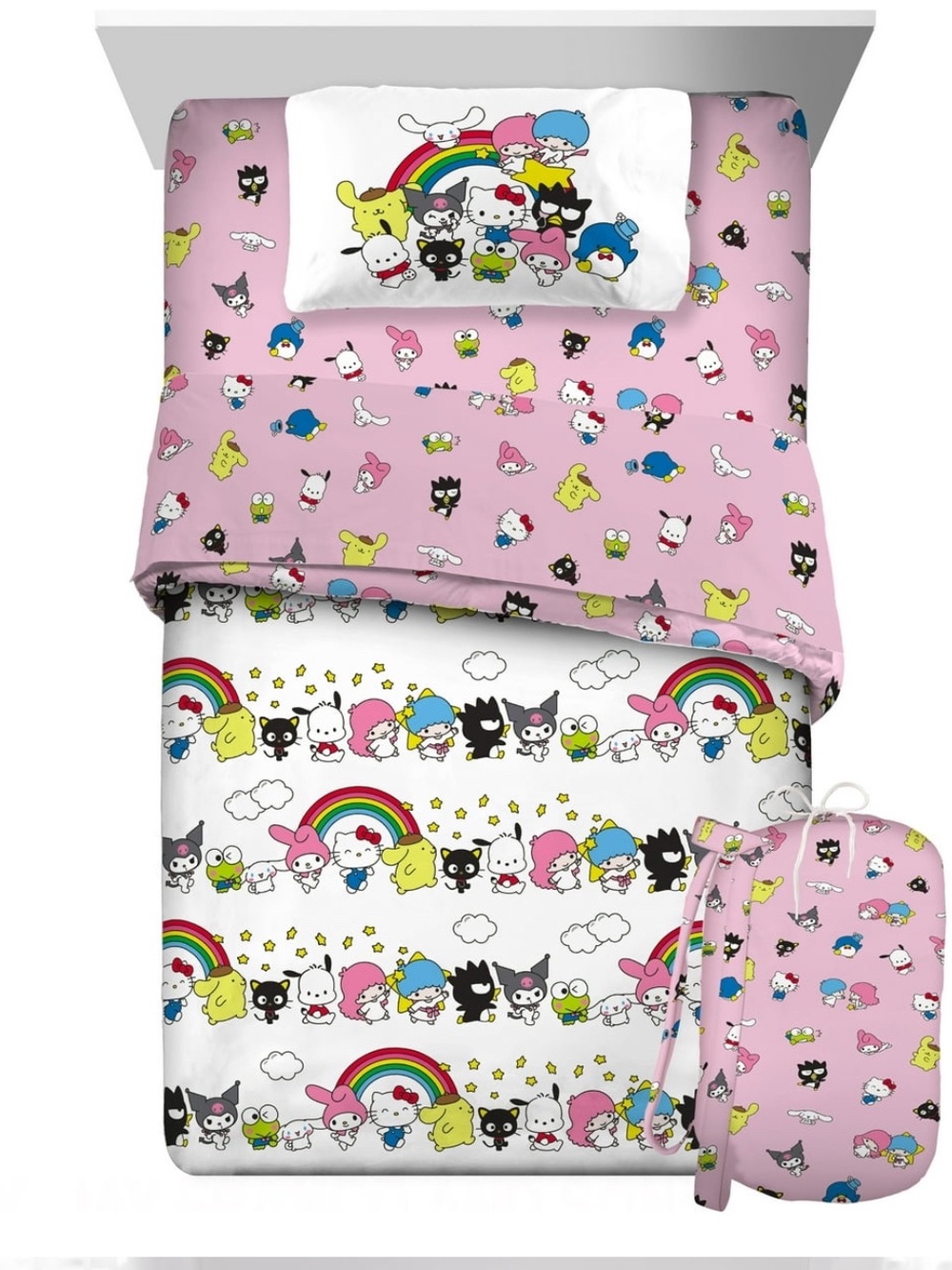 Hello Kitty Pink Rainbow Character Comforter Set